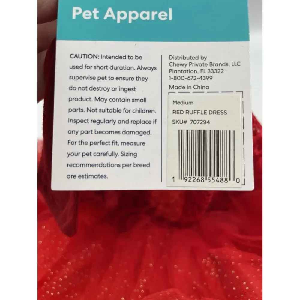 Frisco By Chewy Red Dress Pet Costume Dog Dress Size Medium NEW W/ Tags